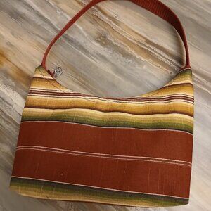New Western Sarape Top handle Shoulder Bag Purse Wine Green Crescent Baguette